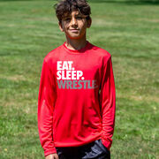 Wrestling Long Sleeve Performance Tee - Eat. Sleep. Wrestle.