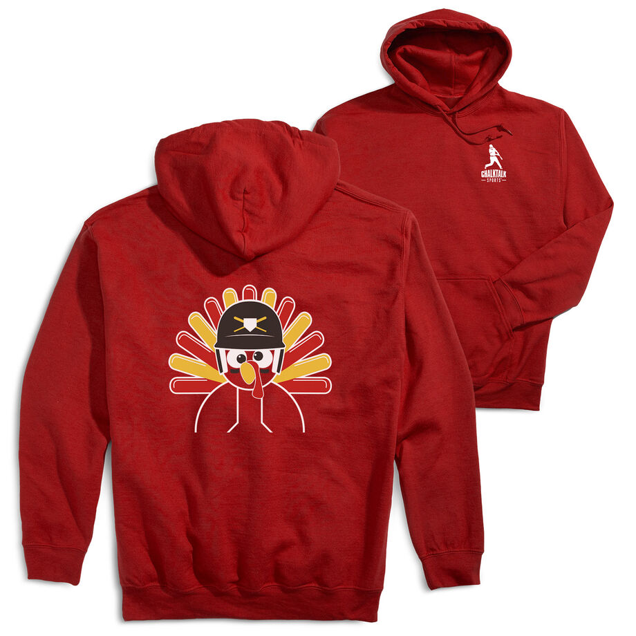 Baseball/Softball Hooded Sweatshirt - Goofy Turkey Player (Back Design)