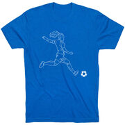 Soccer Short Sleeve T-Shirt - Soccer Girl Player Sketch