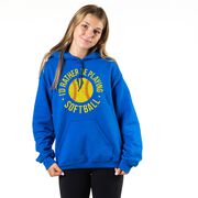 Softball Hooded Sweatshirt - I'd Rather Be Playing Softball Distressed