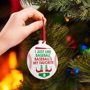 Baseball Round Ceramic Ornament - Baseball's My Favorite