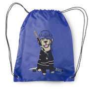 Hockey Drawstring Backpack - Hunter the Hockey Dog