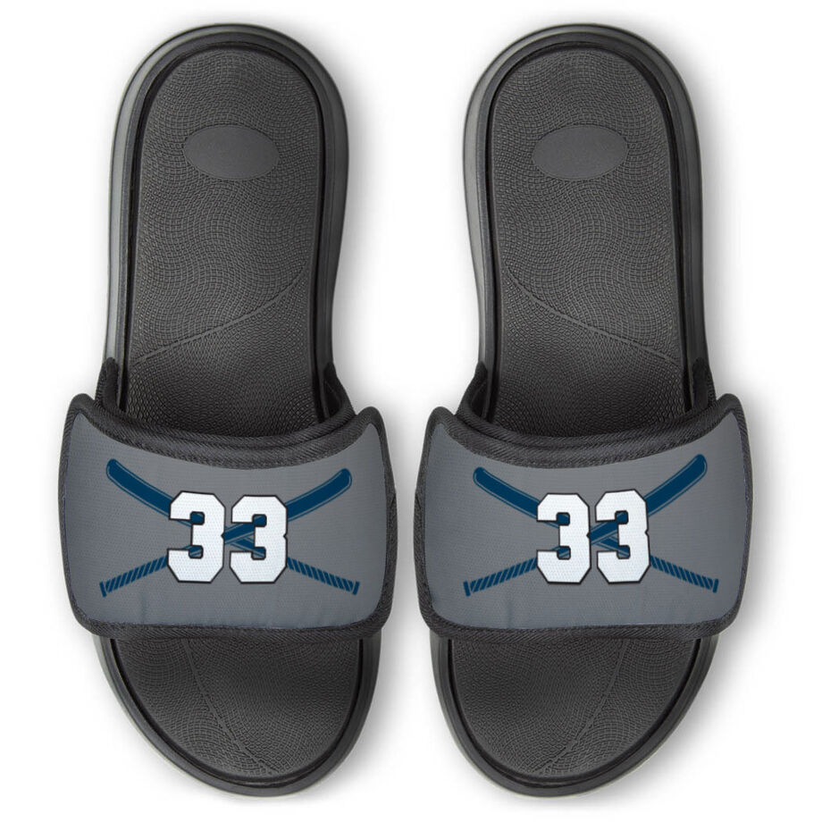 Baseball Repwell&reg; Slide Sandals - Crossed Bats with Numbers