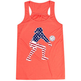 Volleyball Flowy Racerback Tank Top - Volleyball Stars and Stripes Player