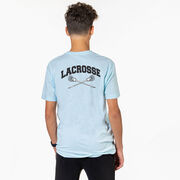 Guys Lacrosse Short Sleeve T-Shirt - Crossed Sticks (Back Design)