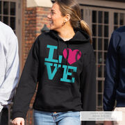 Softball Hooded Sweatshirt - LOVE Softball Pink Teal