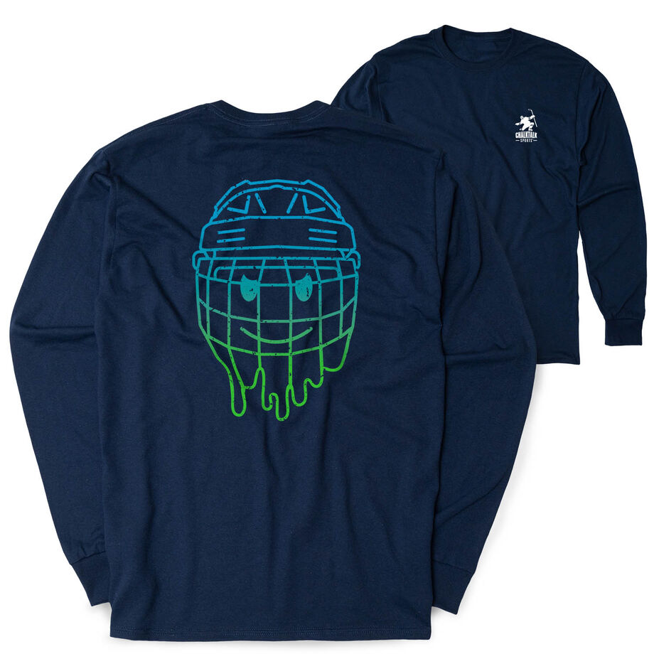 Hockey Tshirt Long Sleeve - Have An Ice Day Smiley (Back Design)