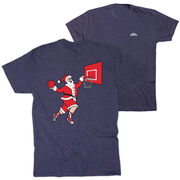 Basketball Short Sleeve T-Shirt - Slam Dunk Santa (Back Design)