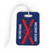 Skiing Bag/Luggage Tag - Personalized Text with Crossed Skis