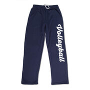 Volleyball Fleece Sweatpants - Volleyball Script (Large) [Youth Small/Navy/White] - SS