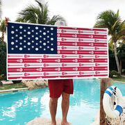 Guys Lacrosse Premium Beach Towel - Patriotic Lacrosse