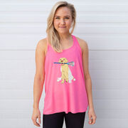 Girls Lacrosse Flowy Racerback Tank Top - Chase The Lax Dog