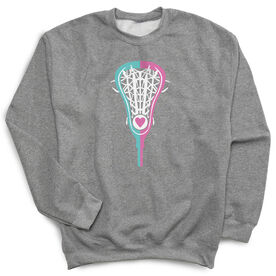 Girls Lacrosse Crewneck Sweatshirt - Lacrosse Stick Heart