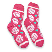 Volleyball Slipper Socks with Sherpa Lining