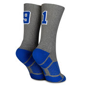 Team Number Woven Mid-Calf Socks - Gray/Blue