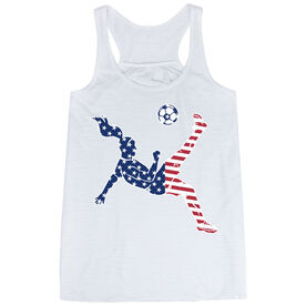 Soccer Flowy Racerback Tank Top - Girls Soccer Stars and Stripes Player