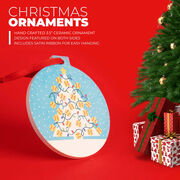 Softball Round Ceramic Ornament - Christmas Tree