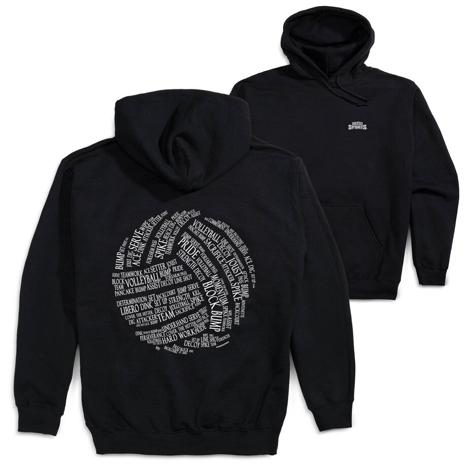 Volleyball Hooded Sweatshirt - Volleyball Words (Back Design)