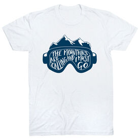 Skiing & Snowboarding Short Sleeve T-Shirt - The Mountains Are Calling [Youth X-Large/White] - SS