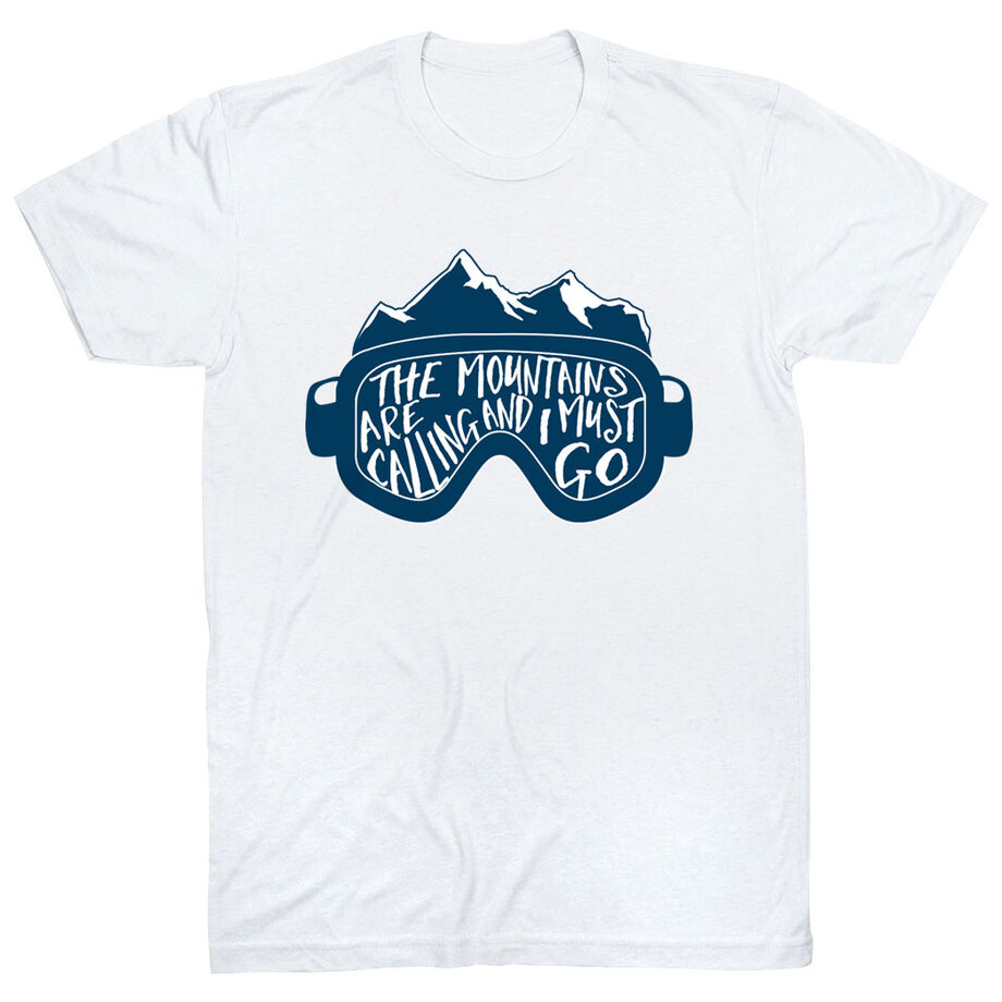 Skiing & Snowboarding Short Sleeve T-Shirt - The Mountains Are Calling [Youth X-Large/White] - SS
