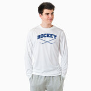 Hockey Long Sleeve Performance Tee - Hockey Crossed Sticks Logo
