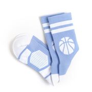 Basketball Woven Mid-Calf Socks - Ball (Carolina Blue/White)