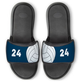Volleyball Repwell&reg; Slide Sandals - Ball and Number Reflected