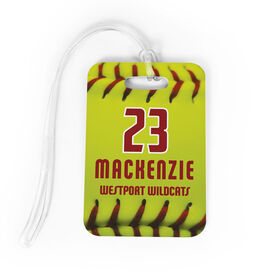 Softball Bag/Luggage Tag - Personalized Big Number with Softball Stitches