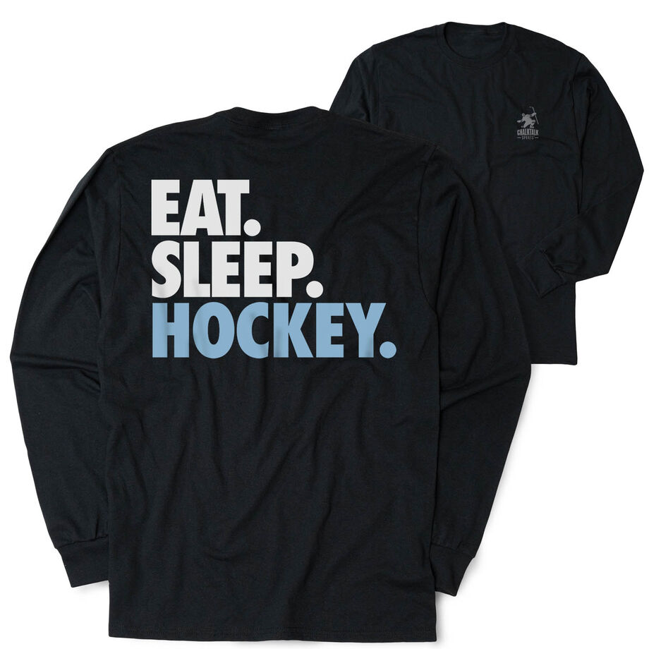 Hockey Tshirt Long Sleeve - Eat. Sleep. Hockey (Back Design)
