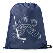 Hockey Drawstring Backpack - Hockey Goalie Sketch