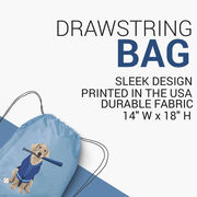 Baseball Drawstring Backpack - Dinger the Baseball Dog