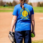 Softball T-Shirt Short Sleeve - I'd Rather Be Playing Softball Distressed (Back Design)