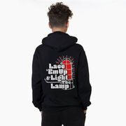 Hockey Hooded Sweatshirt - Lace 'Em Up And Light The Lamp (Back Design)