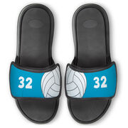 Volleyball Repwell&reg; Slide Sandals - Ball and Number Reflected