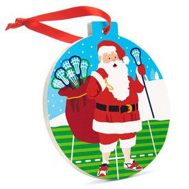 Lacrosse Round Ceramic Ornament - Santa