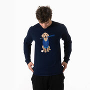 Baseball Tshirt Long Sleeve - Dinger the Baseball Dog