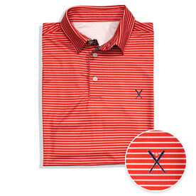 Baseball Short Sleeve Polo Shirt - Red Pinstripes