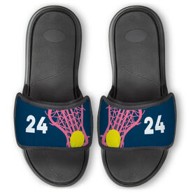 Girls Lacrosse Repwell&reg; Slide Sandals - Stick and Number Reflected