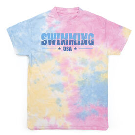 Swimming Short Sleeve T-Shirt - Swimming USA Tie Dye