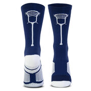 Guys Lacrosse Woven Mid-Calf Socks - Single Stick (Navy/White)