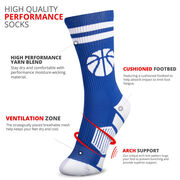 Basketball Woven Mid-Calf Socks - Ball (Royal/White)