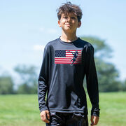 Guys Lacrosse Long Sleeve Performance Tee - Patriotic Lacrosse