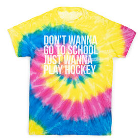 Hockey Short Sleeve T-Shirt - Don't Wanna Go To School Tie Dye