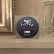 Personalized Happy Birthday with Stick Hockey Puck