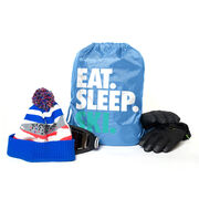 Skiing & Snowboarding Sport Pack Cinch Sack Eat. Sleep. Ski.