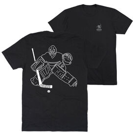 Hockey Short Sleeve T-Shirt - Hockey Goalie Sketch (Back Design)