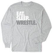 Wrestling Tshirt Long Sleeve - Eat. Sleep. Wrestle [Adult Medium/Gray] - SS