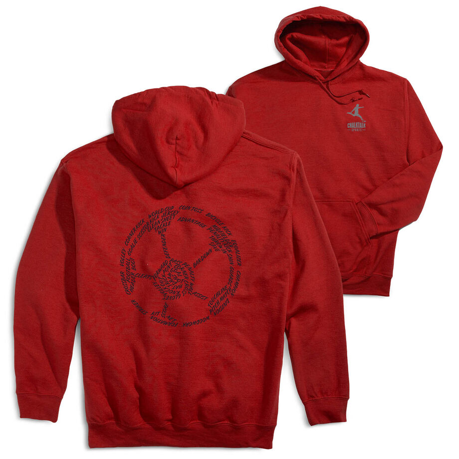 Soccer Hooded Sweatshirt - Soccer Words (Back Design)