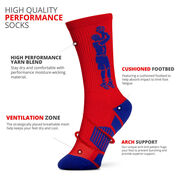 Basketball Woven Mid-Calf Socks - Player Jump Shot (Red/Royal)