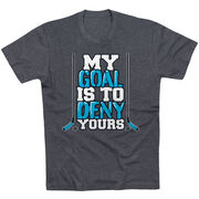 Hockey Tshirt Short Sleeve My Goal Is To Deny Yours Hockey (Blue/Black)